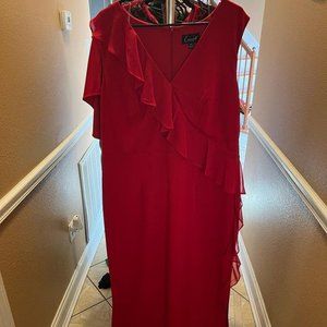 Simple Red Ruffle Dress